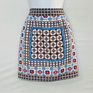 Miami Blue and Red Patterned Mini Skirt